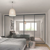 Curve Gunmetal Grey & Mirror 4 Door Sliding Wardrobe Doors - Bedrooms Plus