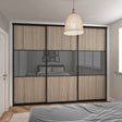 Curve Sliding Door Wardrobe Kit Grey Mirror 3 - Door Shorewood Brushed Black Frame - Bedrooms Plus