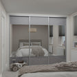Curve Sliding Door Wardrobe Kit Satin Silver Frame Grey Glass 3 - Door Mirror - Bedrooms Plus