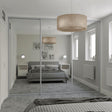 Curve Sliding Wardrobe Door Kit Mirror 3 - Door Satin Silver Frame - Bedrooms Plus