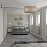 Curve Sliding Wardrobe Door Kit Mirror 3 - Door Satin Silver Frame - Bedrooms Plus