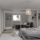 Curve Sliding Wardrobe Door Kit Mirror 4 - Door Satin Silver Frame - Bedrooms Plus