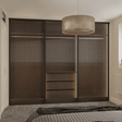 Curve Sliding Wardrobe Door Kit Reeded Glass 3 - Door Matt Black Frame - Bedrooms Plus
