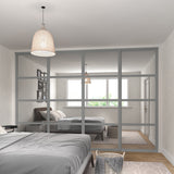 Dust Grey Shaker Luxe Sliding Door Wardrobe Kit - 4 Door - Made To Measure 4 Panel Mirror - Bedrooms Plus