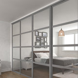 Dust Grey Shaker Luxe Sliding Door Wardrobe Kit - 4 Door - Made To Measure 4 Panel Mirror - Bedrooms Plus