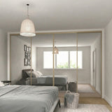Express Silver Mirror Sliding Door Wardrobe Kit with Satin Champagne Frame 4 Door - Bedrooms Plus