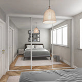 Express Sliding Door Wardrobe Kit Mirror with Gloss White Frame 3 Door - Bedrooms Plus