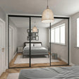 Express Sliding Door Wardrobe Kit Mirror with Matt Black Frame 3 Door - Bedrooms Plus