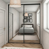 Express Sliding Wardrobe Door Kit Mirror 2 - Door Matt Black Frame - Bedrooms Plus