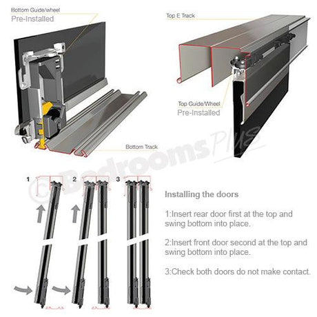 Graphite Shaker Sliding Door Wardrobe Kit - 2 Door Shorewood Panel - Made To Measure - Bedrooms Plus