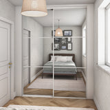 Heritage Mirror Sliding Door Wardrobe Kit 2 Panel with White Steel Frame - Bedrooms Plus