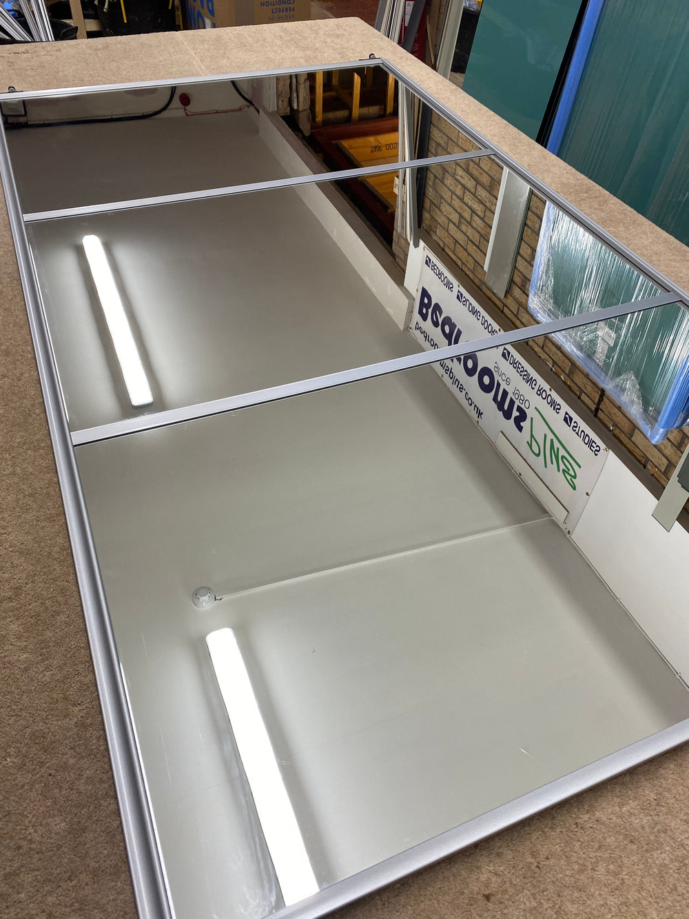 Heritage Mirror Sliding Door Wardrobe Kit 3 Panel with Silver Frame - Bedrooms Plus