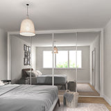 Heritage Mirror Sliding Door Wardrobe Kit 4 Panel with White Steel Frame - Bedrooms Plus