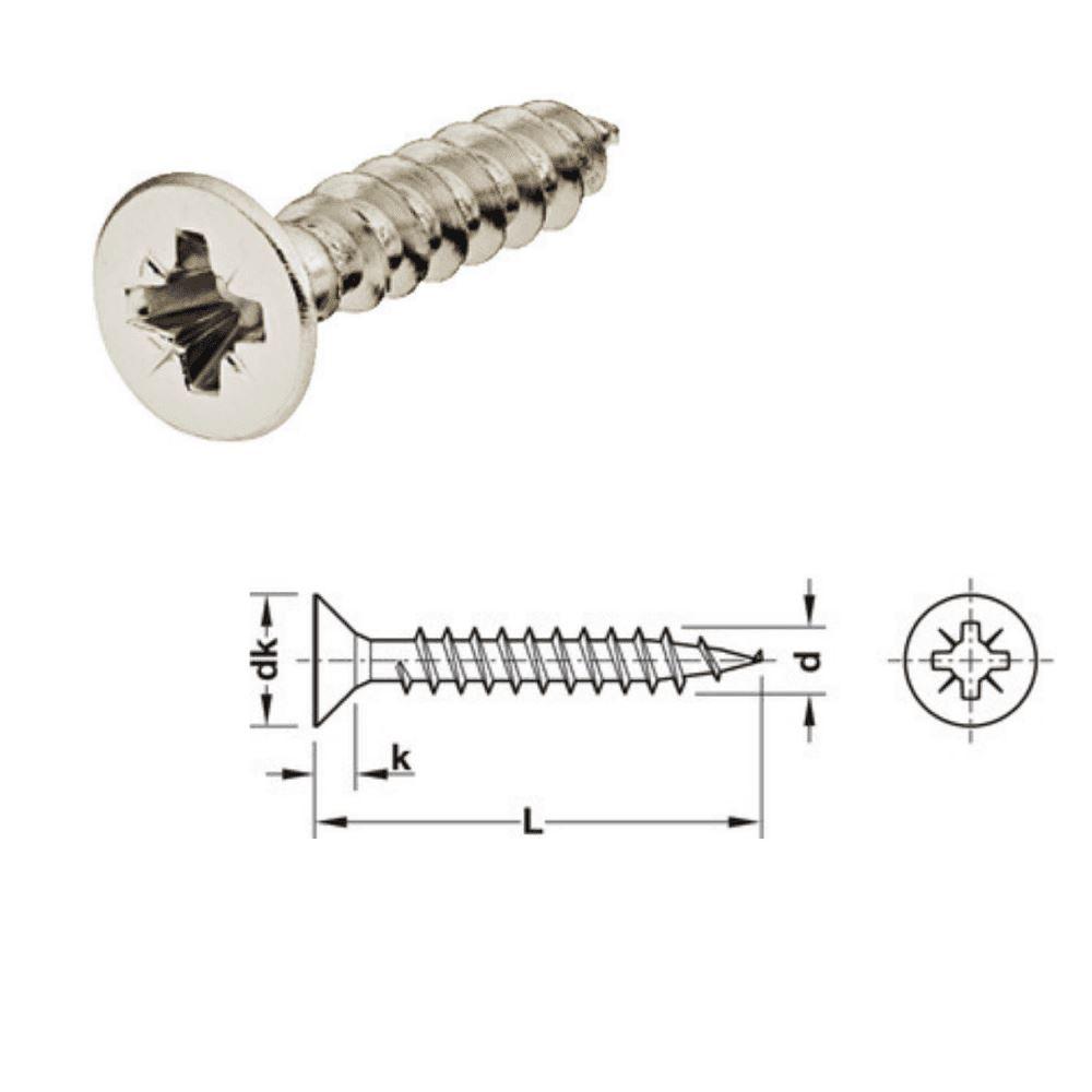 Hospa Screw Countersunk Head With PZ Cross Slot 15mm x 4,0mm - 1000pcs - Bedrooms Plus