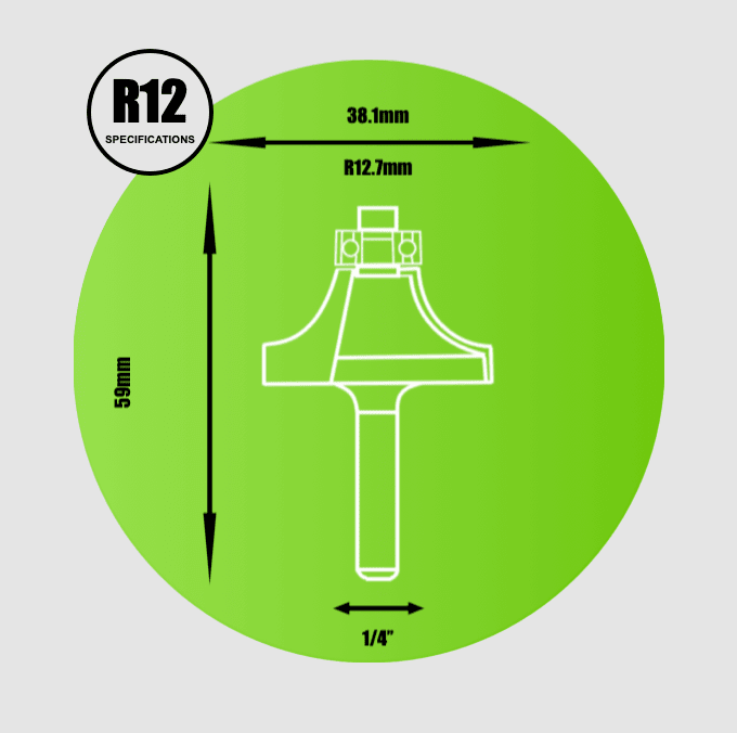 Key Blades 1/4" Rounding Over Router Cutter 12.7mm Radius - R12 - Bedrooms Plus