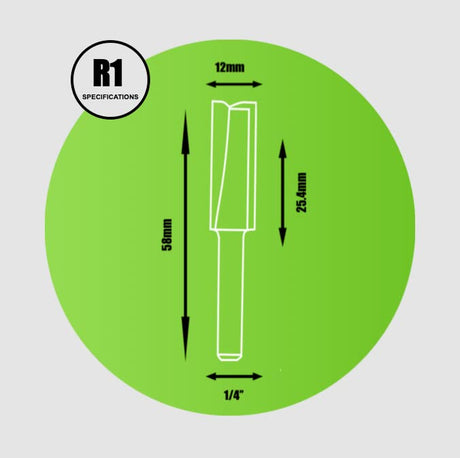 Key Blades and Fixings 1/4" x 12mm x 25.4mm Straight Cutter - R1 - Bedrooms Plus