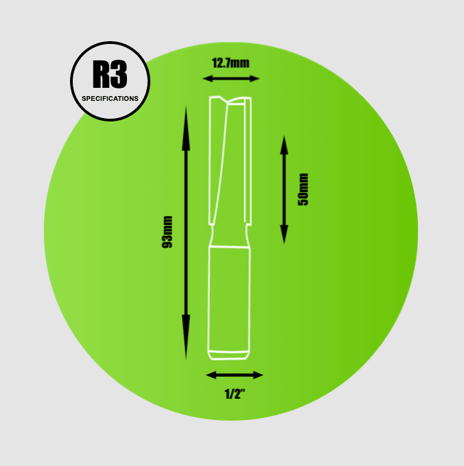 Key Blades Straight Router Cutter 1/2" x 12.7mm x 50mm - R3 - Bedrooms Plus