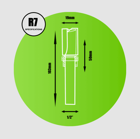 Key Blades Top Bearing Guided Cutter 1/2" x 19mm x 50mm - R7 - Bedrooms Plus