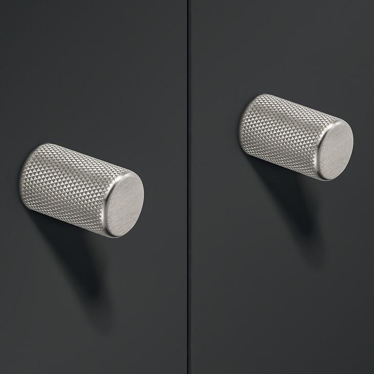 Knurled Chrome Cupboard Knob Handle M4TEC Watten O8 - Bedrooms Plus