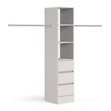 Light Grey 3 Drawer Soft Close Wardrobe Shelving Unit with Hanging Bars - Bedrooms Plus