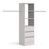 Light Grey 3 Drawer Soft Close Wardrobe Shelving Unit with Hanging Bars - Bedrooms Plus