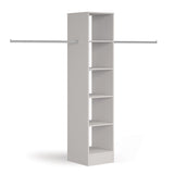 Light Grey Wardrobe Shelving Unit with 5 Shelves and Hanging Bars - Bedrooms Plus
