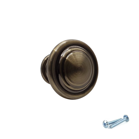 M4TEC Antique Brass Knob Handle: VE7 Series - Bedrooms Plus