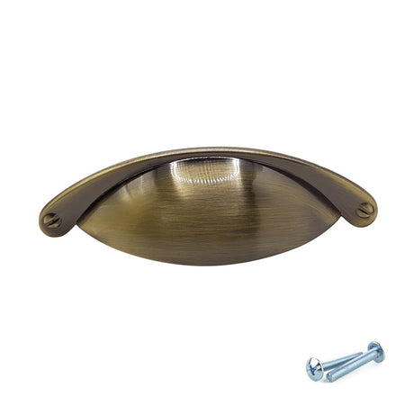 M4TEC Antique Brass Medium Cup Handle: VD9 series - Bedrooms Plus