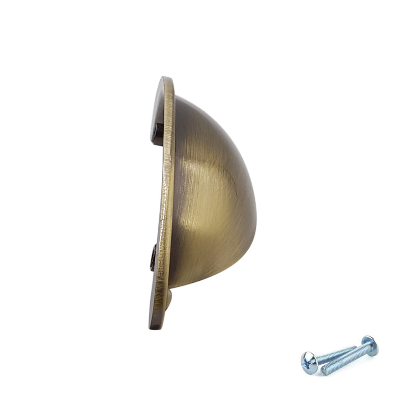 M4TEC Antique Brass Medium Cup Handle: VD9 series - Bedrooms Plus