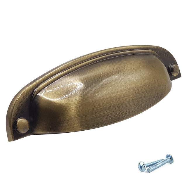 M4TEC Antique Brass Thin Cup Handle Door, Drawer & Cupboard VD8 series - Bedrooms Plus