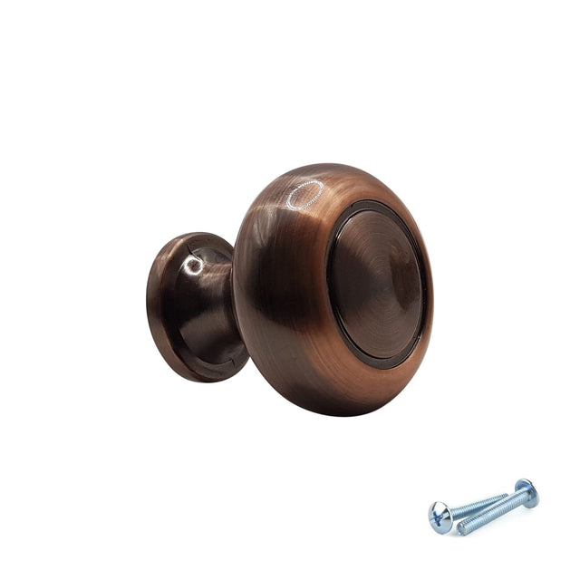 M4TEC Antique Copper Knob Handle – VH5 Series (30mm Cabinet, Drawer & Cupboard Knob) - Bedrooms Plus