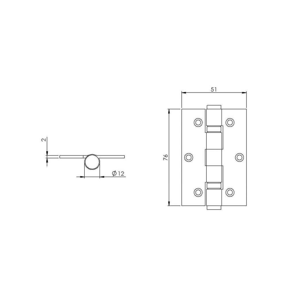 M4TEC Black Interior Butt Door Hinge ZD4 2pcs - Bedrooms Plus