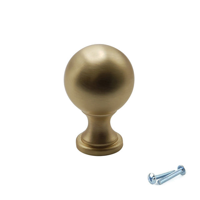 M4TEC Brushed Brass Round Knob Handle – VG9 Series (25mm Cabinet, Drawer & Cupboard Knob) - Bedrooms Plus