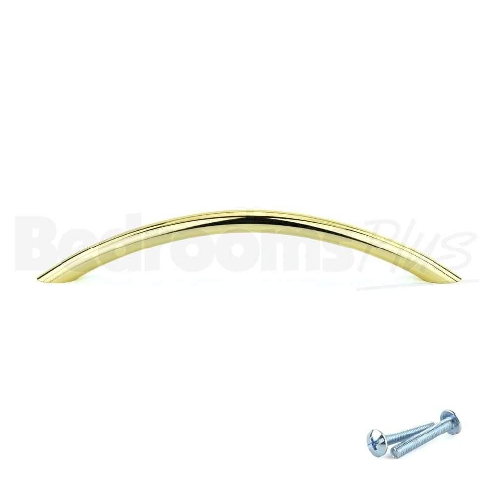 M4TEC Craignure O5 Polished Brass Bow Cupboard Door Handle – 128mm Hole Centres - Bedrooms Plus