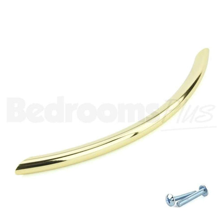 M4TEC Craignure O5 Polished Brass Bow Cupboard Door Handle – 128mm Hole Centres - Bedrooms Plus