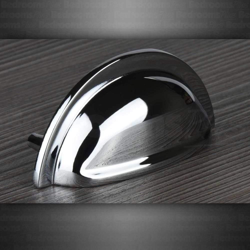 M4TEC Cromarty D8 Chrome Cup Drawer Pull Handle – Polished Cabinet & Cupboard Shell Handle (76mm Centres) - Bedrooms Plus