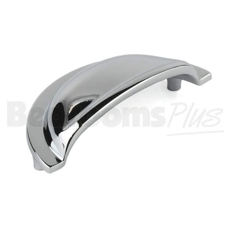 M4TEC Cromarty D8 Chrome Cup Drawer Pull Handle – Polished Cabinet & Cupboard Shell Handle (76mm Centres) - Bedrooms Plus