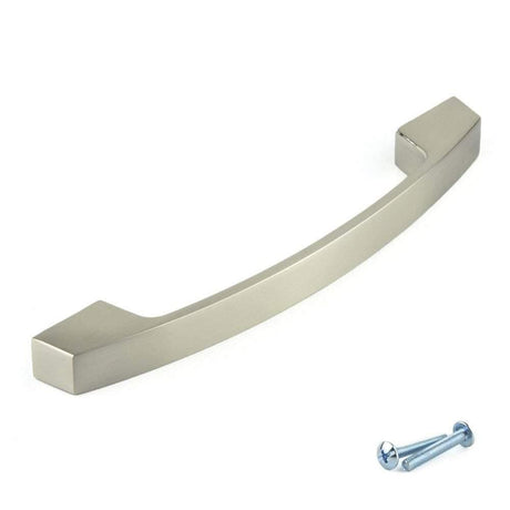 M4TEC Dunbeath E5 Brushed Nickel Bow Cupboard Handle – 160mm Hole Centres – Modern Cabinet & Drawer Pull - Bedrooms Plus