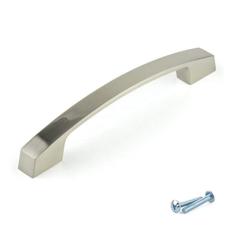 M4TEC Dunbeath E5 Brushed Nickel Bow Cupboard Handle – 160mm Hole Centres – Modern Cabinet & Drawer Pull - Bedrooms Plus