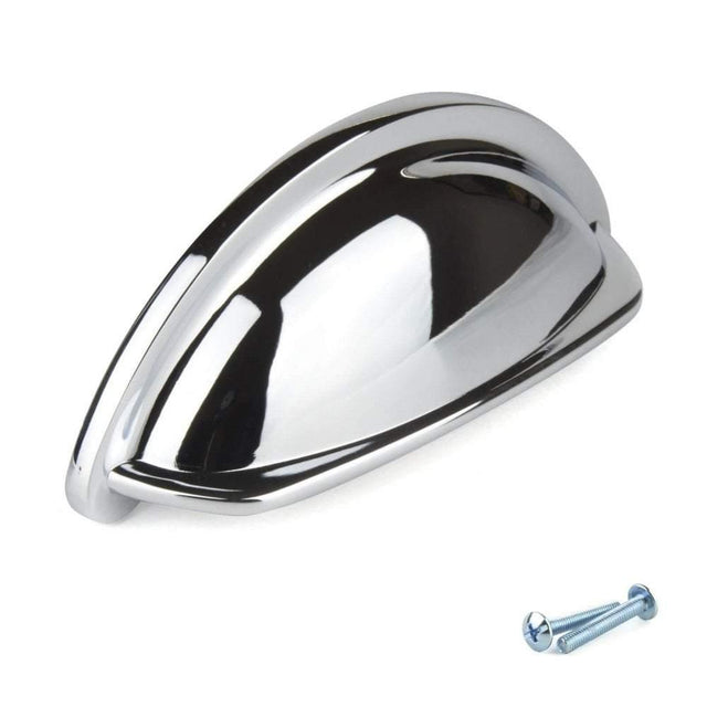 M4TEC Golspie G4 Chrome Drawer Cup Pull Handle – Polished Cup Cabinet Handle - Bedrooms Plus