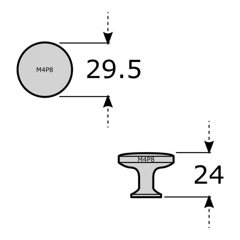 M4TEC Stainless Steel Cupboard Knob Cabinet Handle Harris P8 - Bedrooms Plus