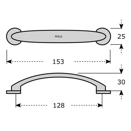 Matt Nickel Cupboard Door Handle M4TEC Cairn L6 - Bedrooms Plus