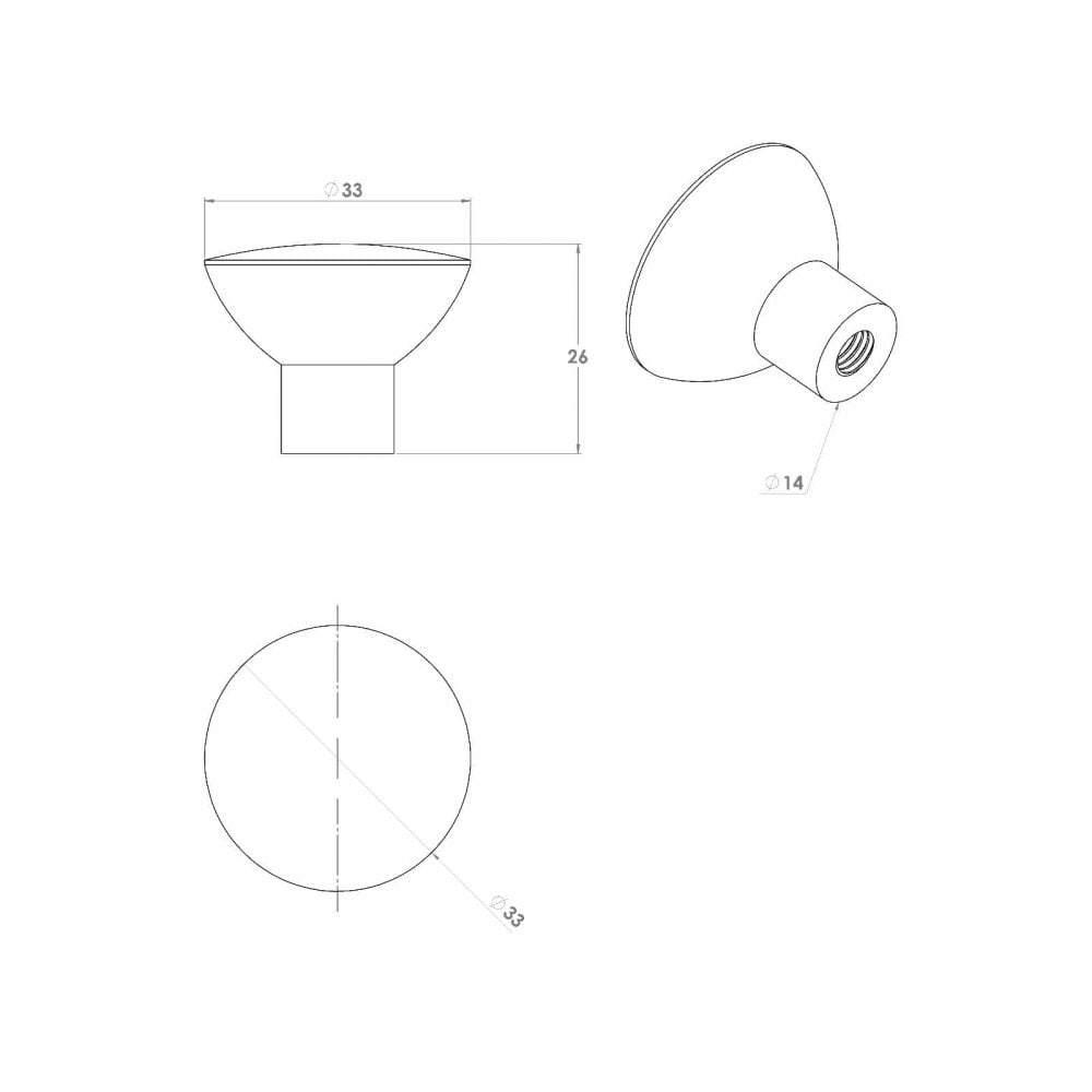 Matt Nickel Cupboard Knob Handle M4TEC Durness C9 - Bedrooms Plus