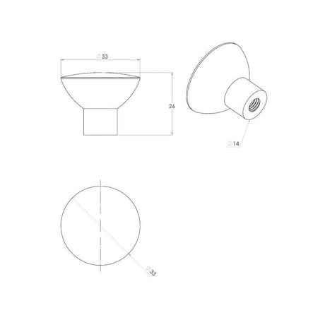 Matt Nickel Cupboard Knob Handle M4TEC Durness C9 - Bedrooms Plus