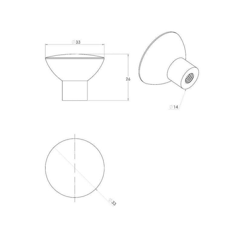 Matt Nickel Cupboard Knob Handle M4TEC Durness C9 - Bedrooms Plus