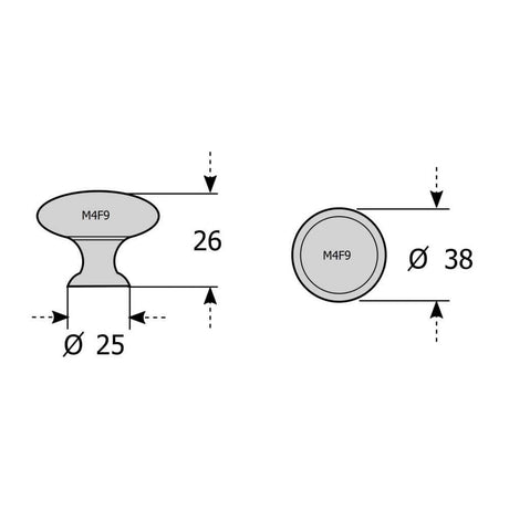 Nickel Cupboard Knob Handle M4TEC Gillock F9 - Bedrooms Plus