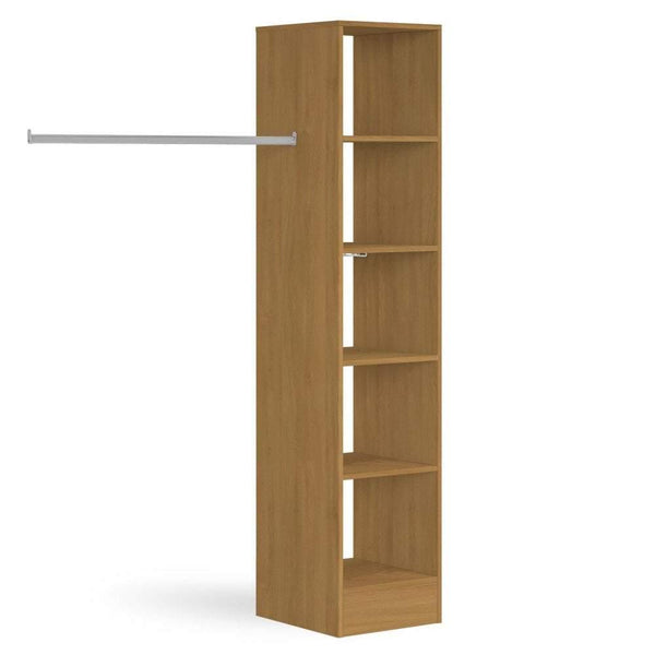 Oak Deluxe Tower Shelving Unit with 5 Shelves and Hanging Bars - Bedrooms Plus