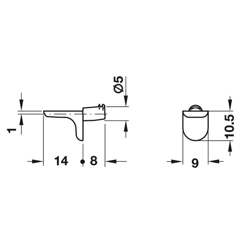 Plug in Kitchen Cabinet Shelf Pegs 5mm, 150kg* - Bedrooms Plus