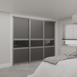 Shaker Graphite Grey Sliding Door Wardrobe Kit 3 Panel Wood & Grey Mirror - Bedrooms Plus