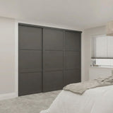 Shaker Graphite Grey Wood Sliding Door Wardrobe Kit 3 Panel - Bedrooms Plus